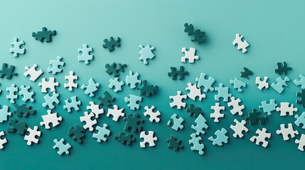 3D jigsaw puzzle pattern with missing pieces floating above the assembly