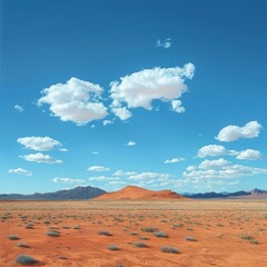 Fototapeta premium b'A vast expanse of desert with a large sand dune in the distance'