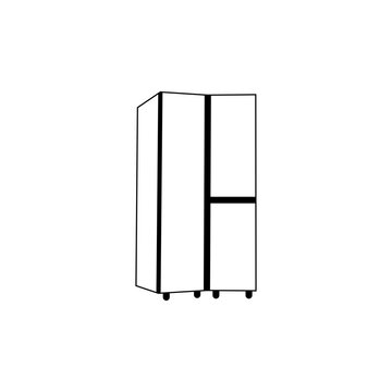 recommend clip art: Double door fridge icon. Refrigerator line art vector. Refrigerator icon or clipart. Outline illustration of double door fridge vector icon for web design isolated on white background.