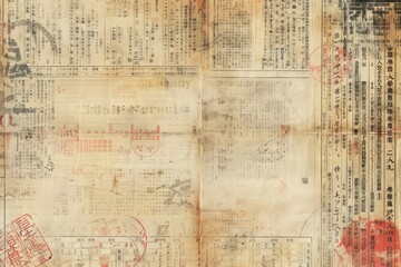 Fototapeta premium Samurai ephemera border paper text backgrounds.