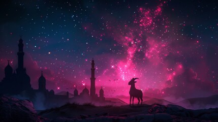 Fototapeta premium Goat image background for Eid al Adha muslim celebration day