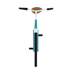 Bike in frint side with steering wheel, wheels inblue color isolated flat style on white background for icons, apps, webs