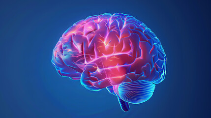 Conceptual digital illustration of a brain with highlighted areas indicating stroke impact