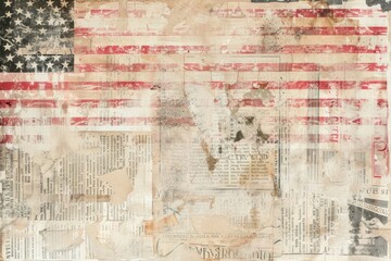 American flag ephemera border backgrounds newspaper text.