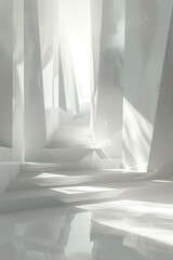 b'Mystical White Minimalist Staircase' - obrazy, fototapety, plakaty
