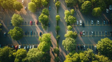 Parking lot in a green environment. - Powered by Adobe