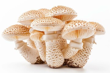 b'A cluster of shaggy ink cap mushrooms'