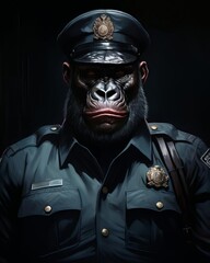 A realistic painting of a gorilla police officer