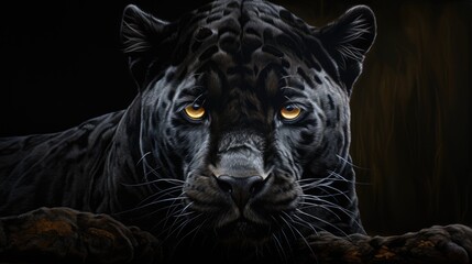 photo of a painting of a regal and powerful black panther, AI Generative