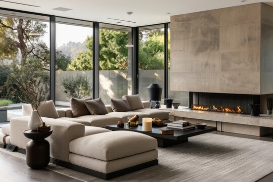 Fireplace room architecture furniture.