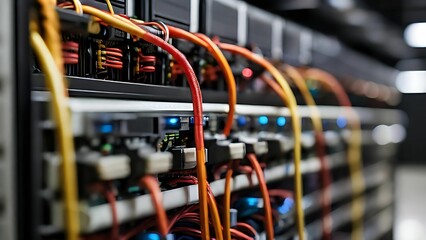 Close up of a server room connection