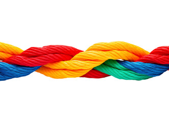 colorful rope isolated on transparent background, cut out or PNG