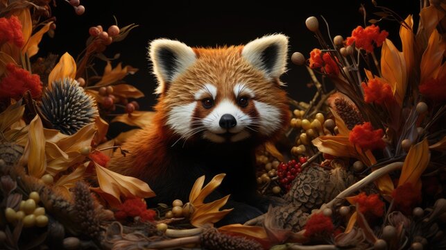 a photo curious and playful red panda in its natural habitat, AI Generative