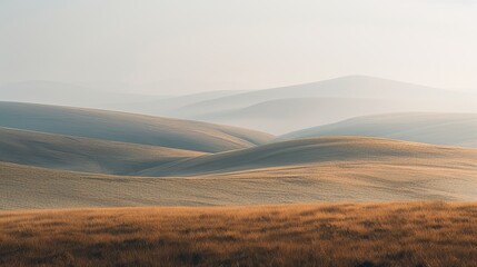 Capturing the essence of minimalism  a serene landscape of rolling hills in sharp detail - obrazy, fototapety, plakaty