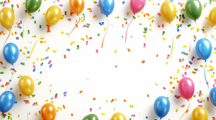 A colorful background with many balloons and confetti