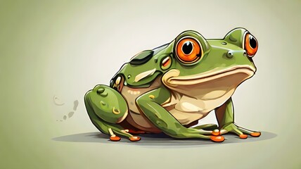 green frog vector illustration of a frog - obrazy, fototapety, plakaty