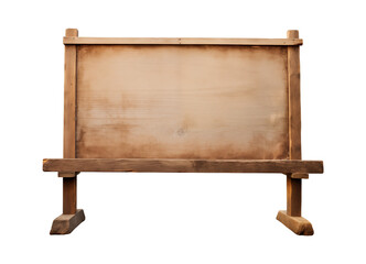 Blank old wooden signboard isolated on transparent background, cut out or PNG