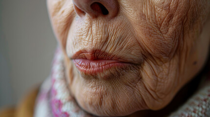 old woman with Disgust: Nose wrinkles, lip curls, revulsion evident, recoiling in distaste - obrazy, fototapety, plakaty