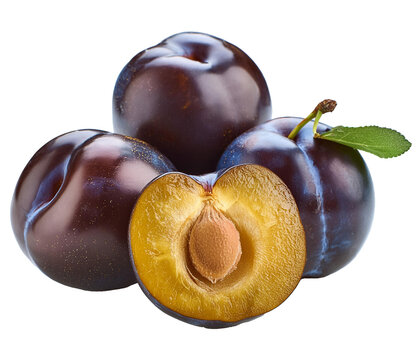 prune reine-claude du sud-ouest, isol&eacute; sur fond transparent