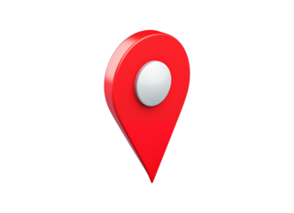 3d red pin pointer isolated on transparent background, cut out