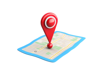 gps map with pin pointer isolated on transparent background, cut out