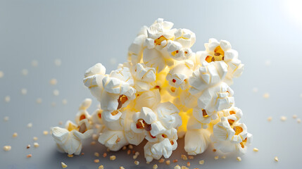 Naklejka premium Heap of Fresh Yellow and White Popcorn on a Neutral Background