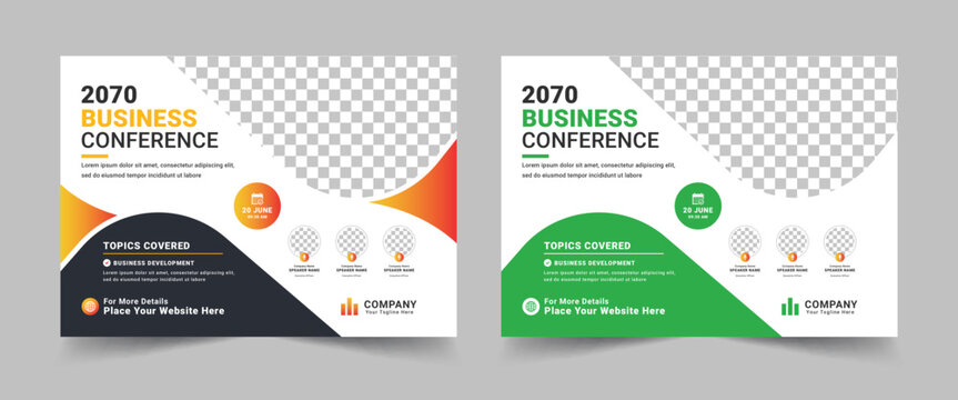 Business conference, workshop, meeting, training promotion flyer and Online digital marketing live webinar banner invitation