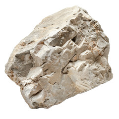 Limestone boulder isolated on white or transparent background