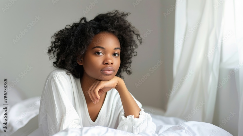 Canvas Prints A Woman Resting in Bedroom