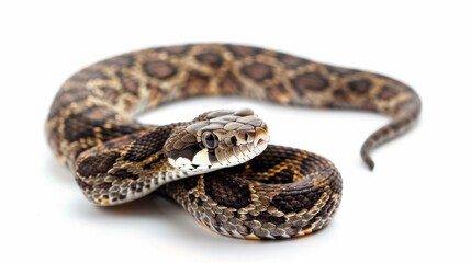 Obraz premium Venomous African rattlesnake on white background.