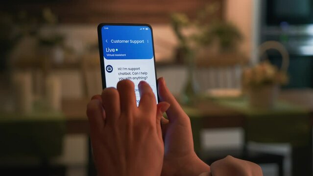 Live chat with the customer service chatbot. Artificial intelligence assistant provides online support for client of a business.