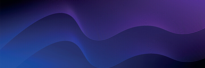 Abstract dark blue banner template. Vector minimal wavy lines background with text for social media cover, header. vector ilustration