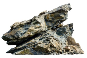 Top Of The Rock. Mountain Cliff Stone Isolated on White Background - Adventure in Beautiful Countryside