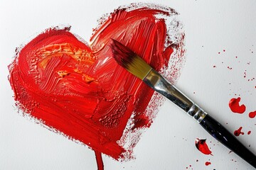 White Heart. Abstract Drawing of Red Heart Symbolizing Romance and Valentine's Day