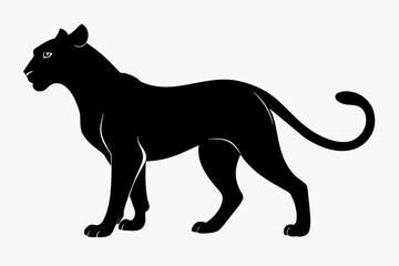 black cheetah silhouette vector illustration on white background
