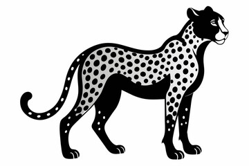 black cheetah silhouette vector illustration on white background