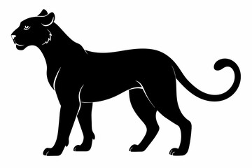 black cheetah silhouette vector illustration on white background