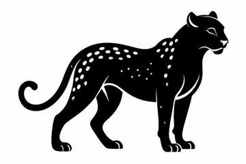 black cheetah silhouette vector illustration on white background