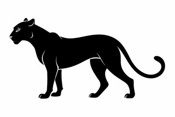 black cheetah silhouette vector illustration on white background