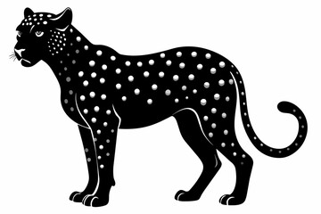 black cheetah silhouette vector illustration on white background