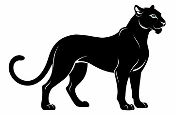 black cheetah silhouette vector illustration on white background