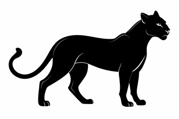 black cheetah silhouette vector illustration on white background