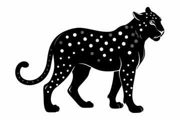 black cheetah silhouette vector illustration on white background