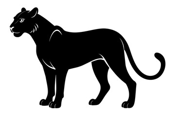 black cheetah silhouette vector illustration on white background