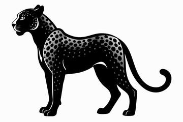 black cheetah silhouette vector illustration on white background