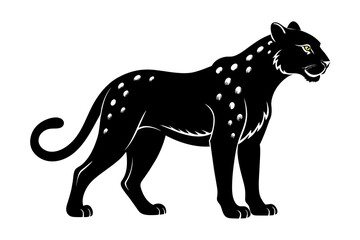 black cheetah silhouette vector illustration on white background