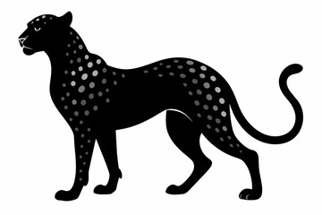 black cheetah silhouette vector illustration on white background