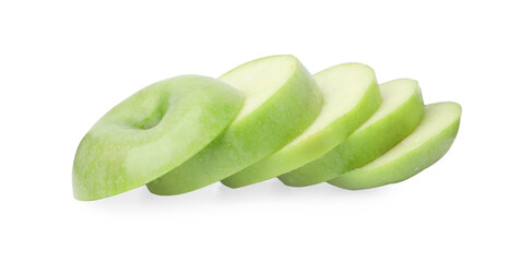 Sliced ripe green apple isolated on white