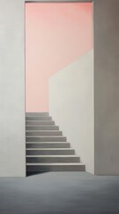 Obraz premium Minimal space gallery architecture staircase handrail