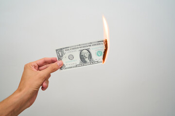 Financial crisis, bankruptcy of banks. Us dollar burning